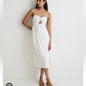 Madewell Double-Tie Cutout Sweetheart Midi Dress NL181 white